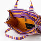 Marc Jacobs The Striped Traveler Tote Medium Purple Cotton Canvas Handbag Purse
