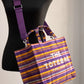 Marc Jacobs The Striped Traveler Tote Medium Purple Cotton Canvas Handbag Purse