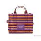 Marc Jacobs The Striped Traveler Tote Medium Purple Cotton Canvas Handbag Purse